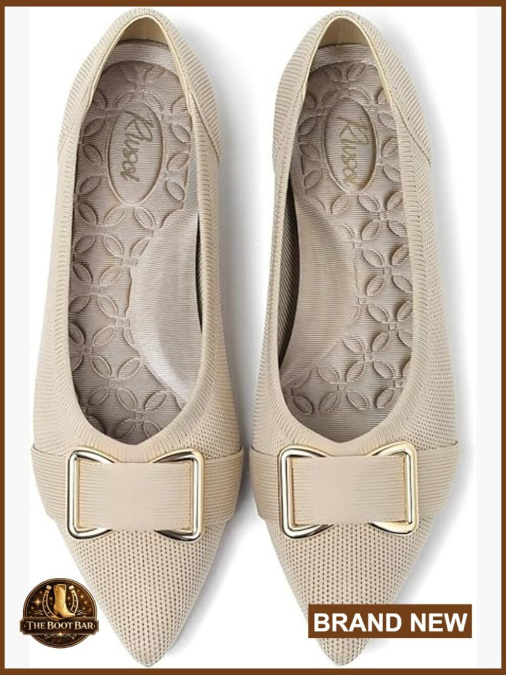 Womens Pointed Toe Knit Ballet Flats Arch Support Memory Foam Work Shoes